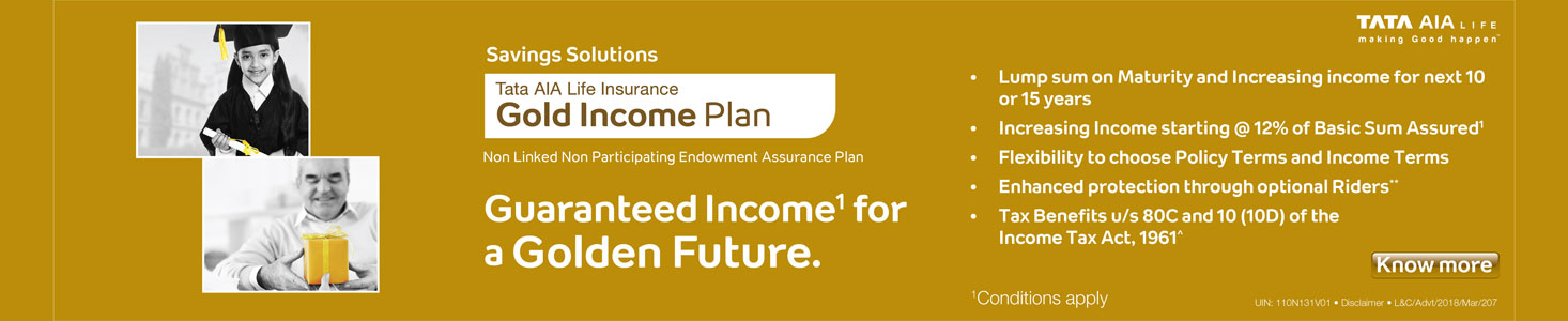 Tata AIA Life Insurance Gold Income Plan Banner Tata AIA Life Insurance Gold Income Plan Banner